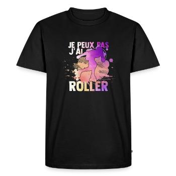 je peux pas j'ai roller idée cadeau roller drôles - T-shirt Premium bio Homme - noir - Devant - Nico (187cm)