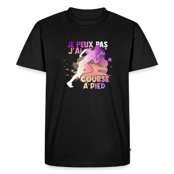 Je Peux Pas J ai course a pied water color - T-shirt Premium bio Homme - noir - Devant - Nico (187cm)