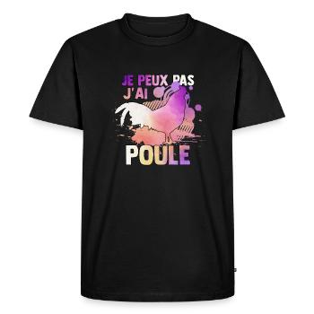 je peux pas j'ai poule watercolor - T-shirt Premium bio Homme - noir - Devant - Nico (187cm)