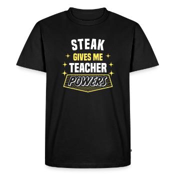 Steak Gives Me Teacher Powers Drôle de professeur - T-shirt Premium bio Homme - noir - Devant - Nico (187cm)