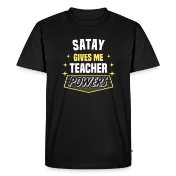 Satay me donne des pouvoirs de professeur drôle - T-shirt Premium bio Homme - noir - Devant - Nico (187cm)