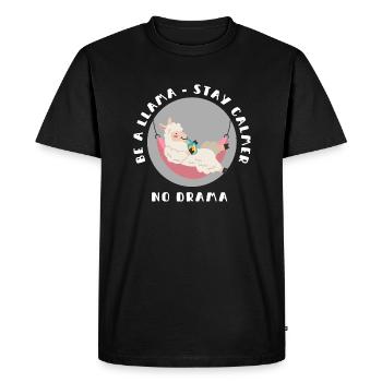 Be a lama, stay calm and there is no drama - Men's Premium Organic T-Shirt - black - Front - Nico (187cm)