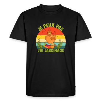 je peux pas j'ai jardinage jardin poule cadeau - T-shirt Premium bio Homme - noir - Devant - Nico (187cm)