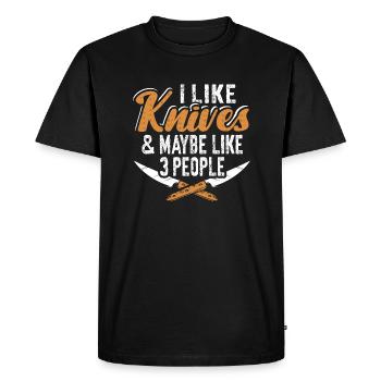 Couteau de boucher Couteau Collectionneur de couteaux - T-shirt Premium bio Homme - noir - Devant - Nico (187cm)