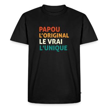 Papou l'orginal Le Vrai L'unique - T-shirt Premium bio Homme - noir - Devant - Nico (187cm)