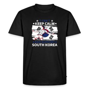 Staying calm and supporting South Korea - Men's Premium Organic T-Shirt - black - Front - Nico (187cm)