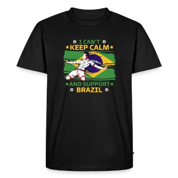 stay calm and support Brazil - Men's Premium Organic T-Shirt - black - Front - Nico (187cm)