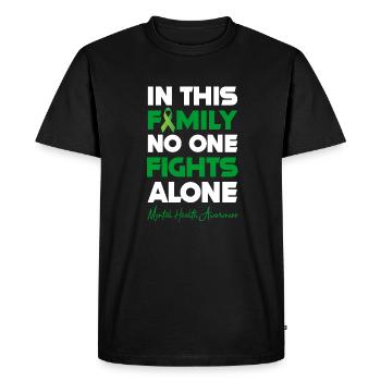 In this family, no one fights alone Mental B - Men's Premium Organic T-Shirt - black - Front - Nico (187cm)
