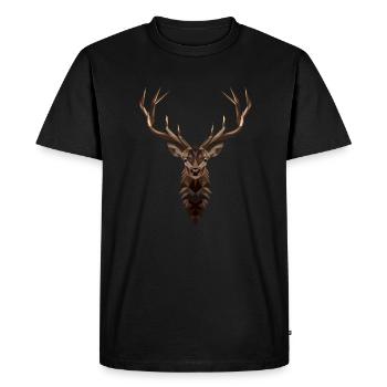 Geometric Deer - Polygon Art Deer - Low Po - Men's Premium Organic T-Shirt - black - Front - Nico (187cm)
