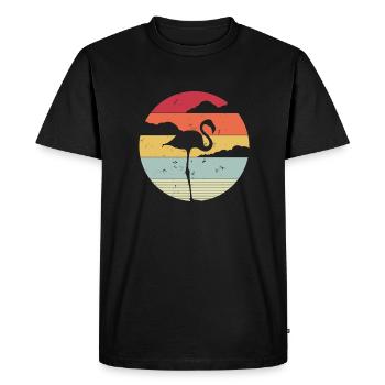 Vintage Retro Flamingo Heart Xmas Gift - Men's Premium Organic T-Shirt - black - Front - Nico (187cm)