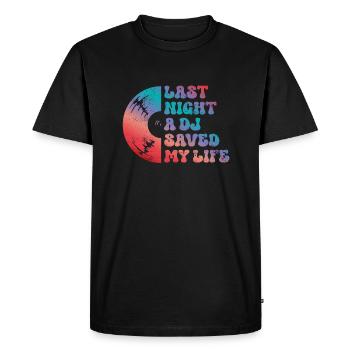 Hier soir, un DJ m’a sauvé la vie - T-shirt Premium bio Homme - noir - Devant - Nico (187cm)