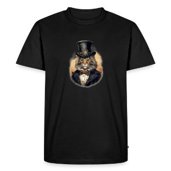 Chat dans 1800 ans style habillé noble baroque - T-shirt Premium bio Homme - noir - Devant - Nico (187cm)