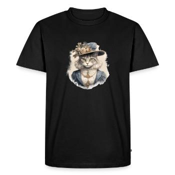 Chat dans 1800 ans style habillé noble baroque - T-shirt Premium bio Homme - noir - Devant - Nico (187cm)