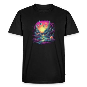 Futuristic life on planets - Men's Premium Organic T-Shirt - black - Front - Nico (187cm)