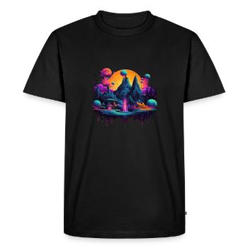 Vie futuriste sur les planètes - T-shirt Premium bio Homme - noir - Devant - Nico (187cm)