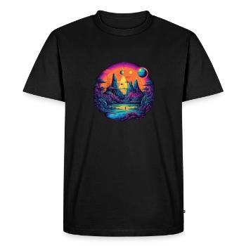 Futuristic life on planets - Men's Premium Organic T-Shirt - black - Front - Nico (187cm)