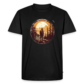 Hiking Mountains Trees Alps - Men's Premium Organic T-Shirt - black - Front - Nico (187cm)