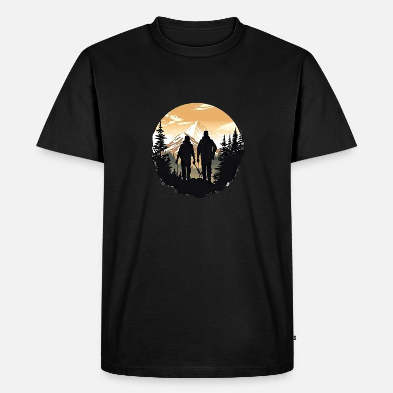 Wandern Berge Bäume Alpen - Männer Premium Bio T-Shirt - Schwarz
