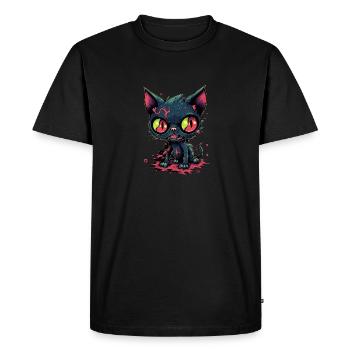 Chat zombie d’Halloween - Chat effrayant mignon - T-shirt Premium bio Homme - noir - Devant - Nico (187cm)