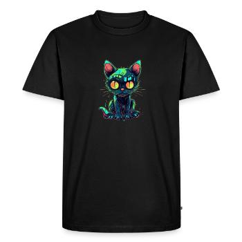 Chat zombie d’Halloween - Chat effrayant mignon - T-shirt Premium bio Homme - noir - Devant - Nico (187cm)