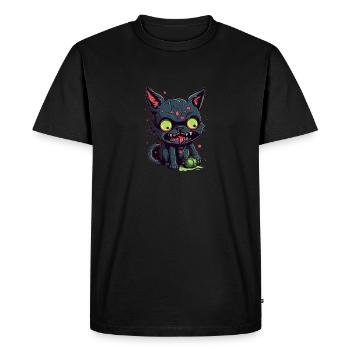 Chat zombie d’Halloween - Chat effrayant mignon - T-shirt Premium bio Homme - noir - Devant - Nico (187cm)