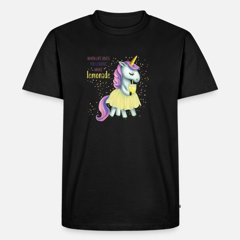 Einhorn mit Limonade - Männer Premium Bio T-Shirt - Schwarz