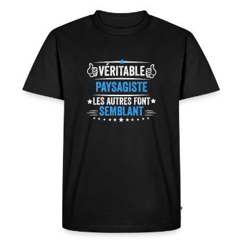 T-shirt Paysagiste idée cadeau Paysagiste - T-shirt Premium bio Homme - noir - Devant - Nico (187cm)