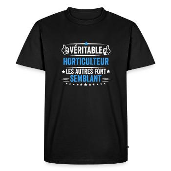 T-shirt horticulteur idée cadeau horticulteur - T-shirt Premium bio Homme - noir - Devant - Nico (187cm)