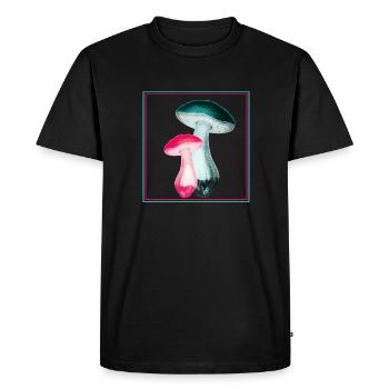 Mushrooms - Men's Premium Organic T-Shirt - black - Front - Nico (187cm)