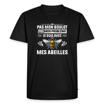 Abeille Humour Apiculture Apiculteur Cadeau Drôle - T-shirt Premium bio Homme - noir - Devant - Nico (187cm)
