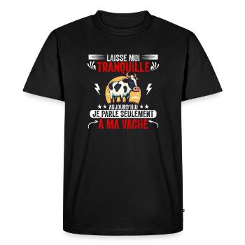 Je Parle Seulement Avec Ma vache idée Cadeau - T-shirt Premium bio Homme - noir - Devant - Nico (187cm)