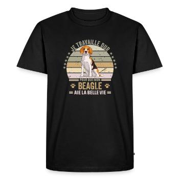 je travaille dur pour que mon Beagle - T-shirt Premium bio Homme - noir - Devant - Nico (187cm)