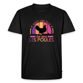 Juste Une Fille Qui Aime Les Poules - T-shirt Premium bio Homme - noir - Devant - Nico (187cm)