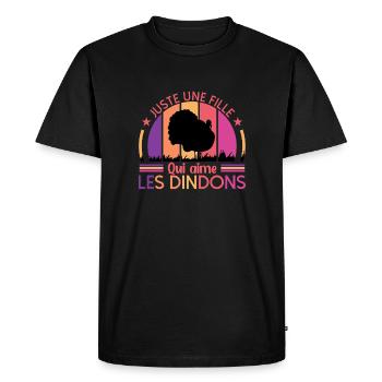 Juste Une Fille Qui Aime Les Dindons - T-shirt Premium bio Homme - noir - Devant - Nico (187cm)