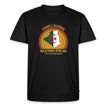 j'aime l'Algérie et peut être trois personnes - T-shirt Premium bio Homme - noir - Devant - Nico (187cm)