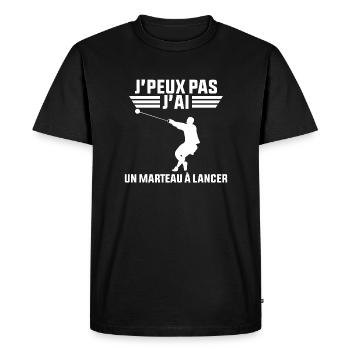 J'peux pas j'ai un Marteau à Lancer - T-shirt Premium bio Homme - noir - Devant - Nico (187cm)