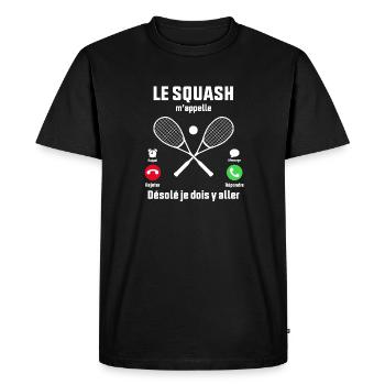 Le Squash m'appelle idée cadeau Squash - T-shirt Premium bio Homme - noir - Devant - Nico (187cm)