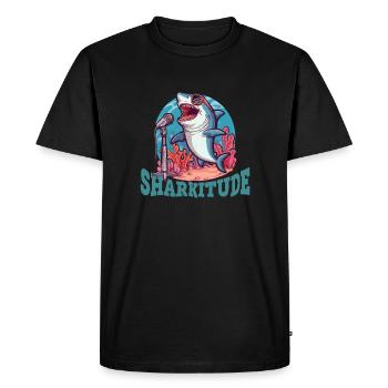 Sharkitude Shark Chanter avec Attitude - T-shirt Premium bio Homme - noir - Devant - Nico (187cm)