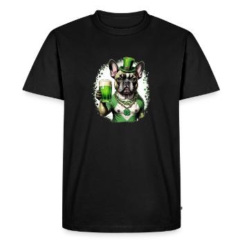 Bouledogue français de la Saint-Patrick I St. Paddy’s - T-shirt Premium bio Homme - noir - Devant - Nico (187cm)