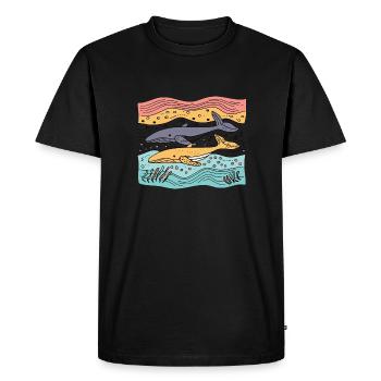 Baleines libres dans la mer - T-shirt Premium bio Homme - noir - Devant - Nico (187cm)