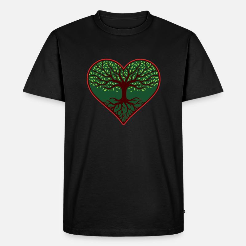 Herzbaum des Lebens - Männer Premium Bio T-Shirt - Schwarz
