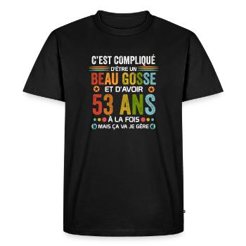 53 ans Cadeau Anniversaire 53 ans Drôle - T-shirt Premium bio Homme - noir - Devant - Nico (187cm)