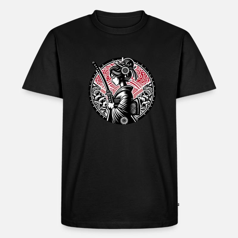Samurai-Mädchen - Männer Premium Bio T-Shirt - Schwarz