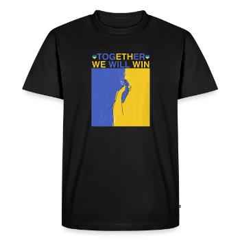 Ukraine - together we will win - Men's Premium Organic T-Shirt - black - Front - Nico (187cm)