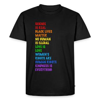 Menschenrechte! Kein Mensch ist Illegal - Männer Premium Bio T-Shirt - Schwarz - Vorne - Nico (187cm)