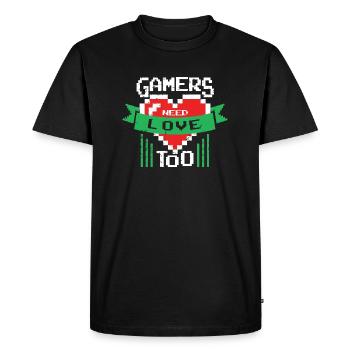 Gamers need love too T-Shirt - Men's Premium Organic T-Shirt - black - Front - Nico (187cm)