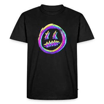 Crazy smiley face - Pépin RVB - T-shirt Premium bio Homme - noir - Devant - Nico (187cm)