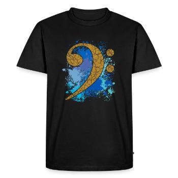 Grande clé à basse sur éclaboussures de couleur - T-shirt Premium bio Homme - noir - Devant - Nico (187cm)