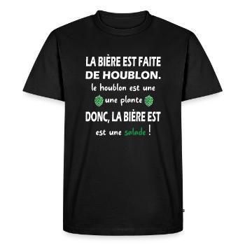 La bière est faite de houblon t-shirt homme - T-shirt Premium bio Homme - noir - Devant - Nico (187cm)
