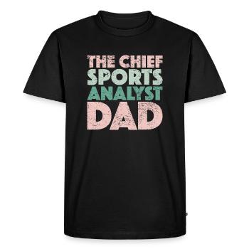 Le père analyste sportif en chef - T-shirt Premium bio Homme - noir - Devant - Nico (187cm)